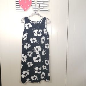 ALFANI Navy Blue, White Hibiscus Flower Dress 18W